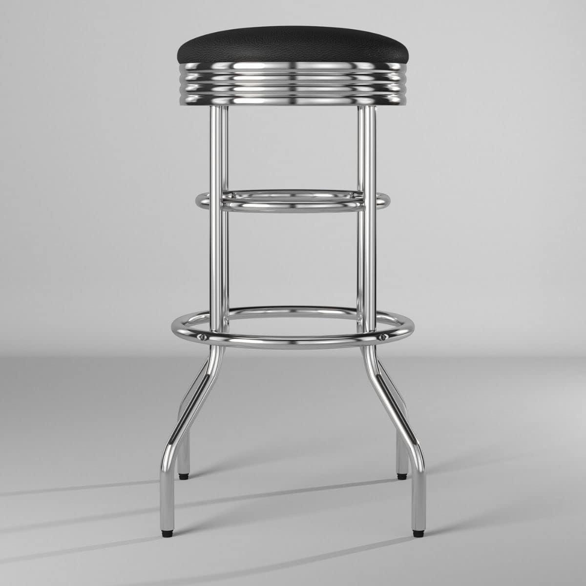 Trinity 30" Swivel Backless Metal Bar Stool in Black