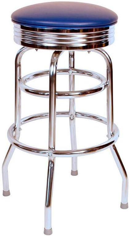 Retro Home Double Ring Chrome Pan Swivel 30" Bar Stool