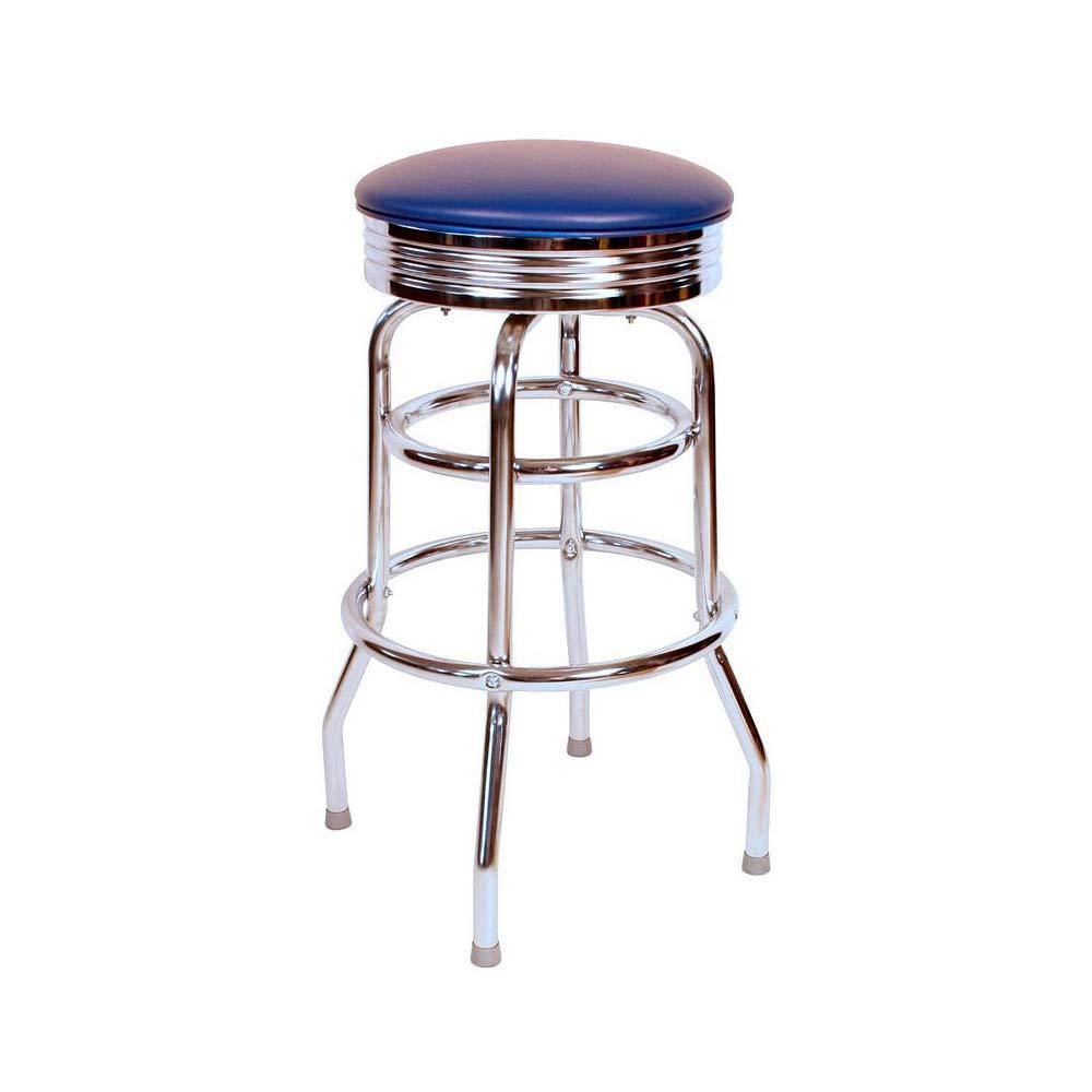 Richardson Seating Retro Home Double Ring Chrome Pan Swivel 30" Bar Stool