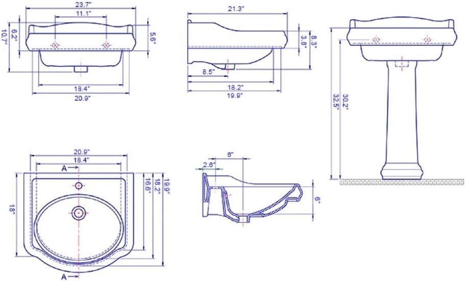 CeraStyle By Nameeks 1837 White Ceramic Specialty Bathroom Sink with Overflow