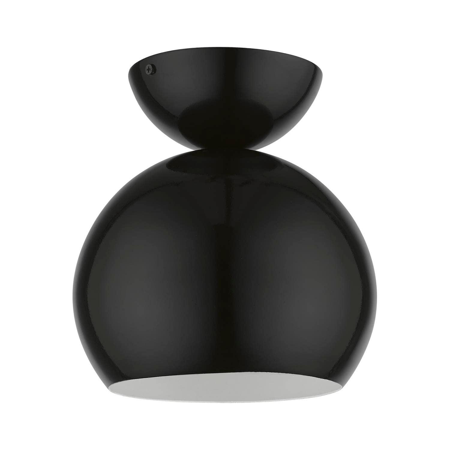 Livex Lighting Stockton 1 - Light Semi-Flush Mount in  Shiny Black