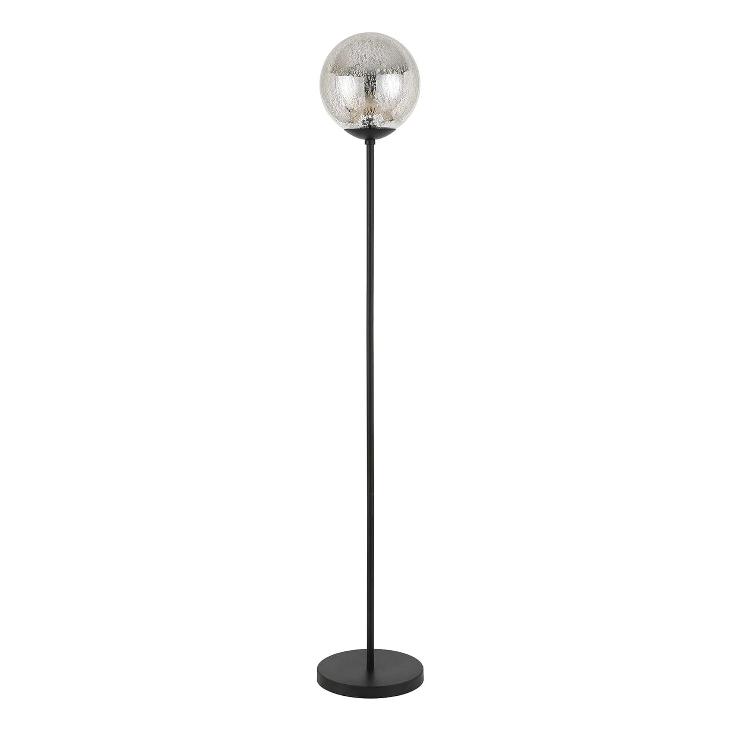 Evelyn&Zoe Oula 66" Tall Floor Lamp with Glass Shade, Blackened Bronze/Mercury Glass