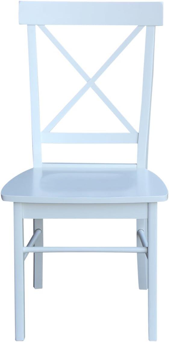 White High Cross Back Solid Wood Side Chair