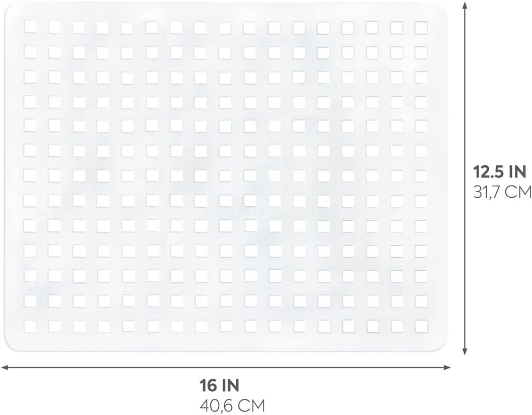 iDesign Euro Plastic Sink Grid, Non-Skid Dish Protector Mat, 16" x 12.5", Clear