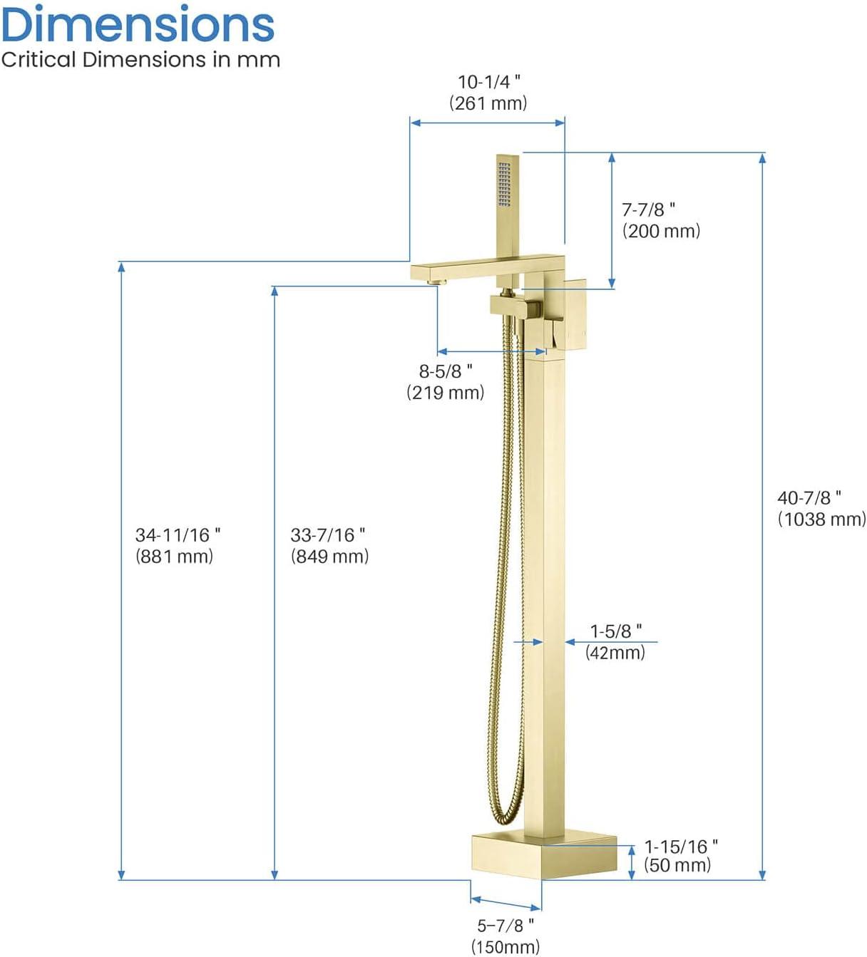 Cube Floor Tub Spout with Diverter