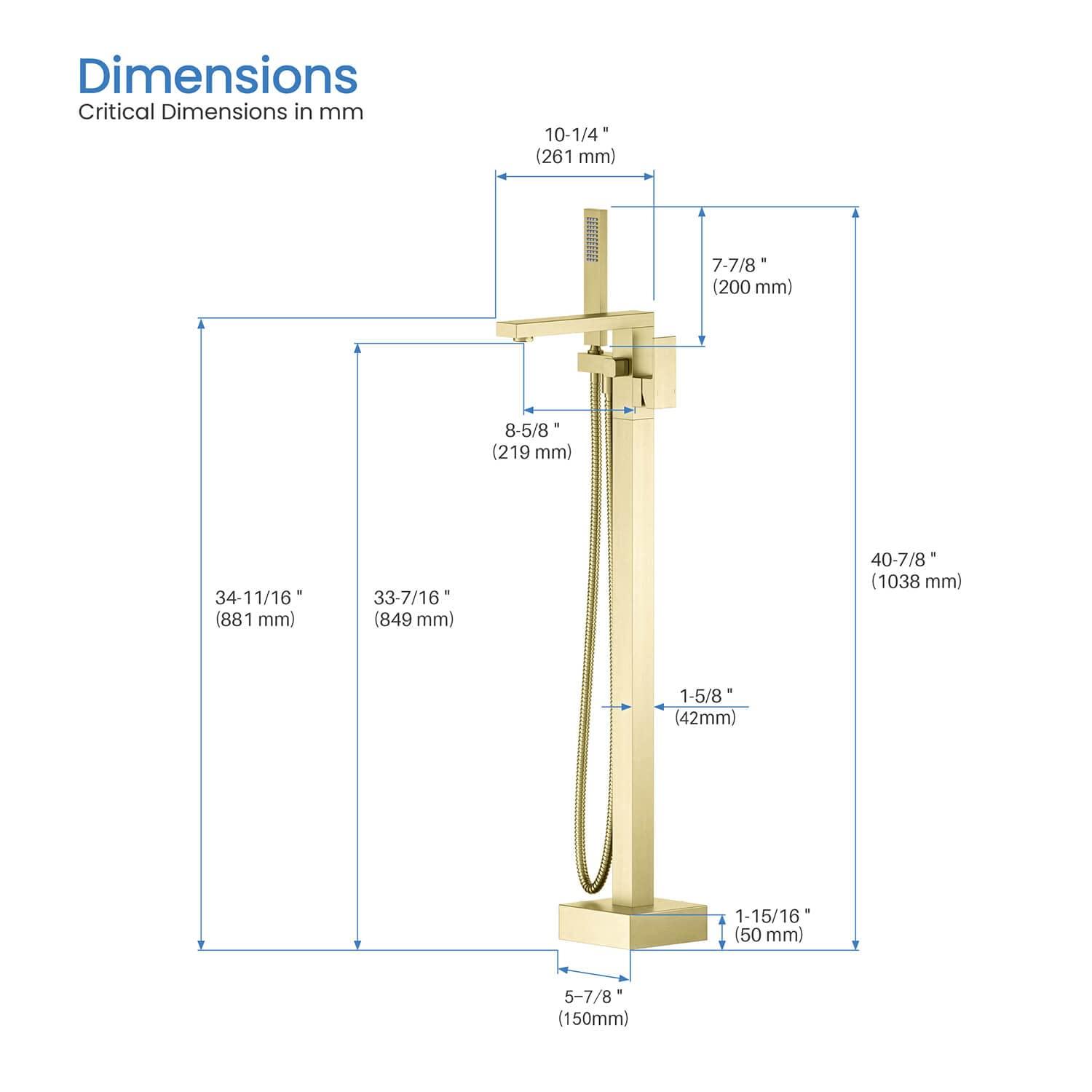 Cube Floor Tub Spout with Diverter