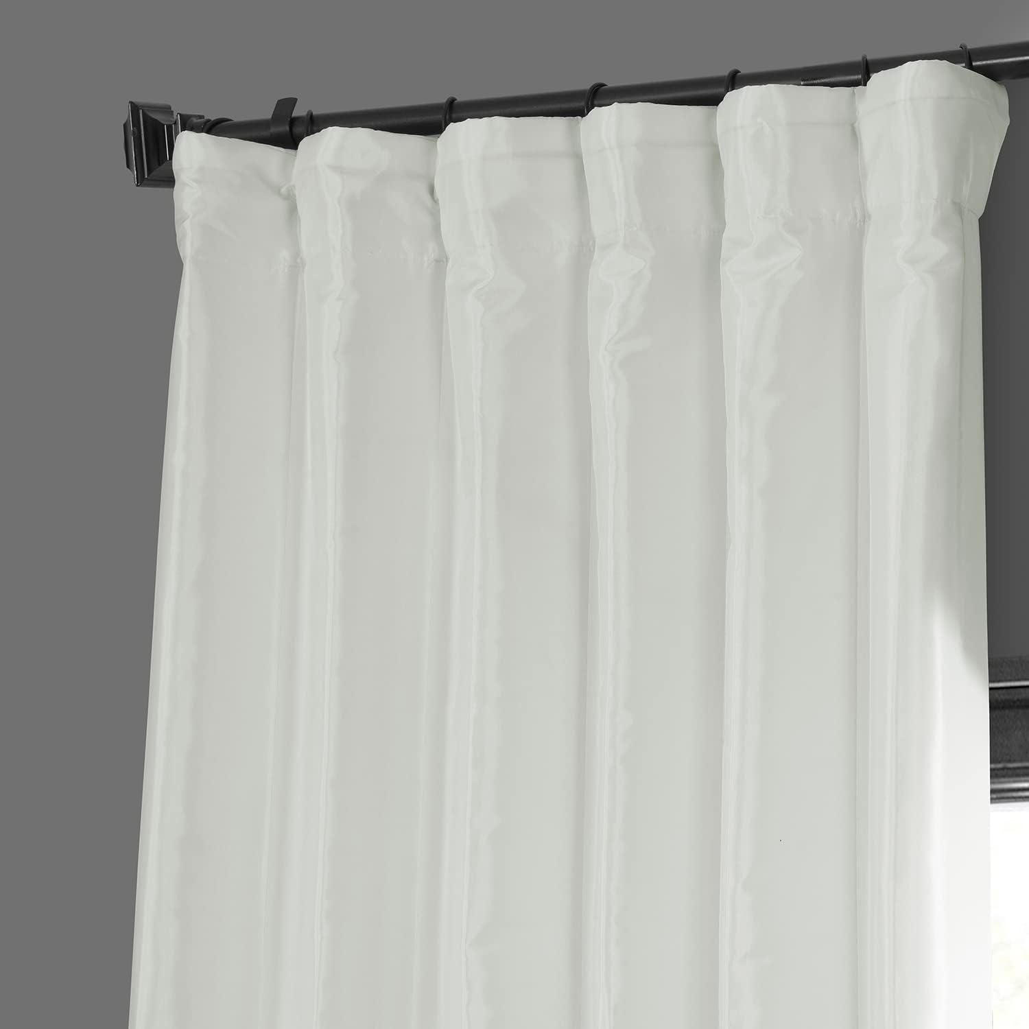 Navy Blue Blackout Faux Silk Taffeta Curtain (1 Panel), Navy Blue, 50W X 108L