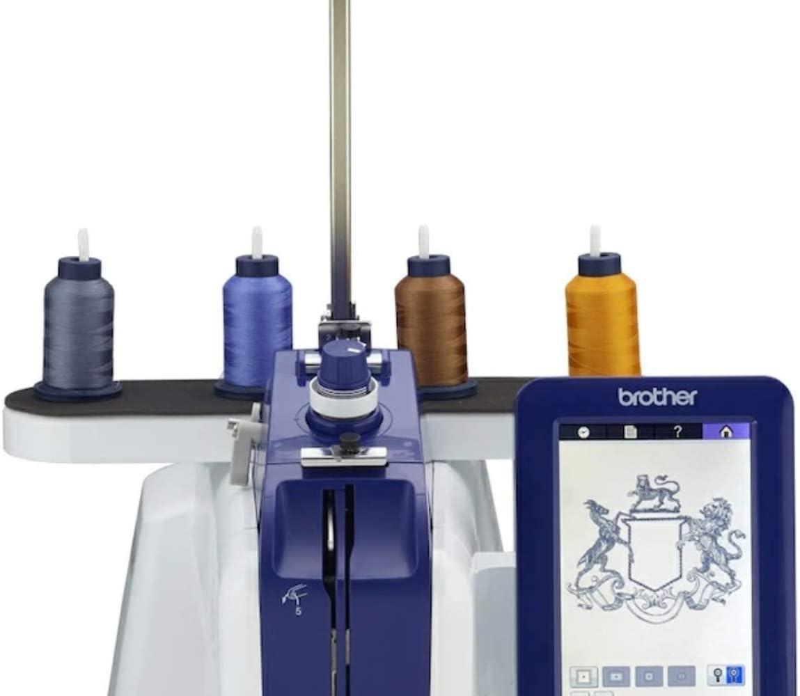 Brother Persona PRS100 Single Needle Embroidery Machine, 63-Piece Thread Set, 20 Bobbins, 100-Piece 75/11 Embroidery Needles, Stabilizer Roll