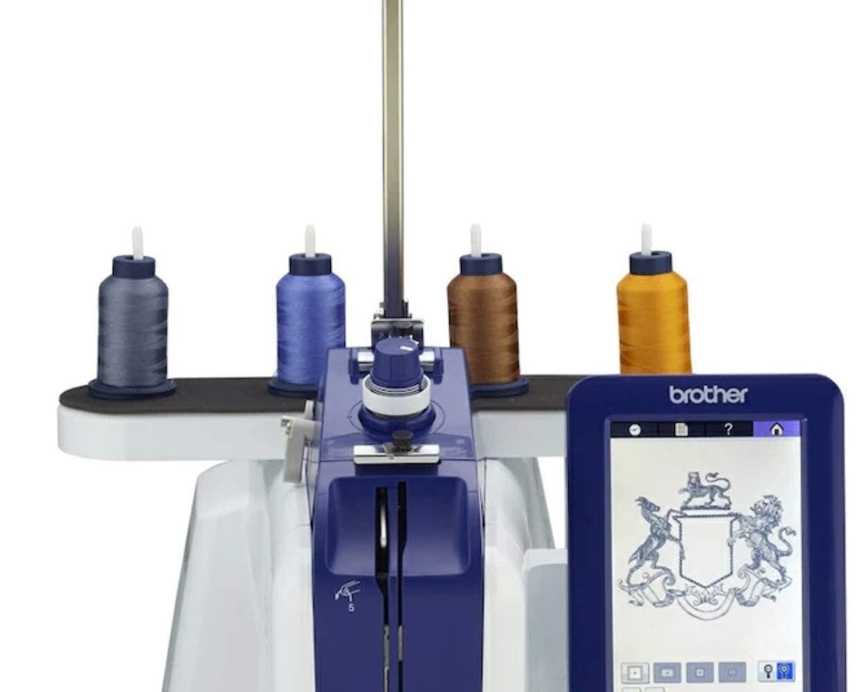 Brother Persona PRS100 Single Needle Embroidery Machine, 63-Piece Thread Set, 20 Bobbins, 100-Piece 75/11 Embroidery Needles, Stabilizer Roll