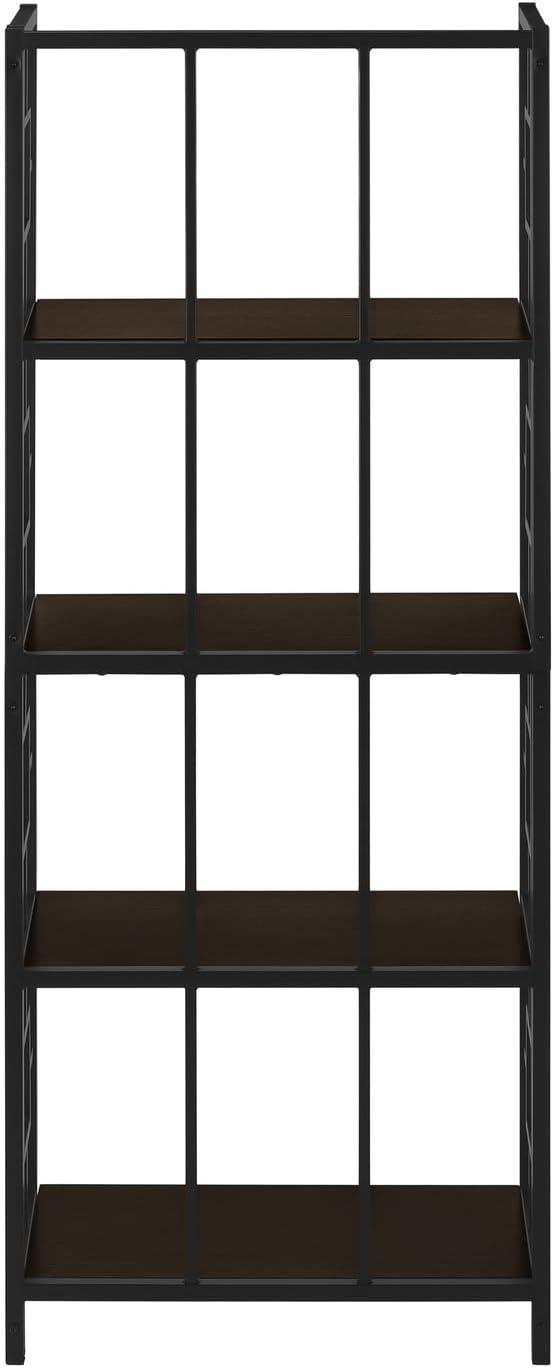 Monarch Specialties Bookshelf, Bookcase, Etagere, 4 Tier, 62"H, Office, Bedroom, Brown Laminate