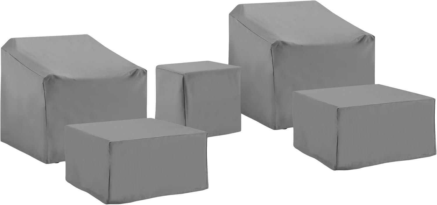 Crosley Furniture Covers 5-Pc Traditional Vinyl Outdoor Sofa Cover Set in Gray