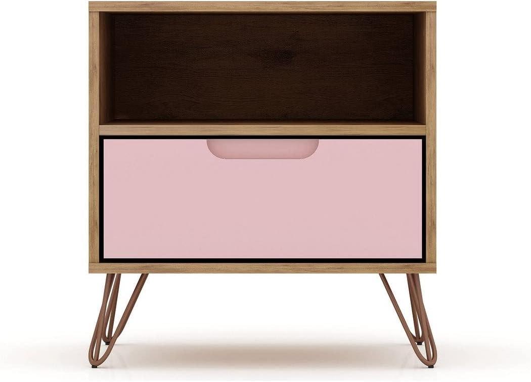 Set of 2 Rockefeller 1 Drawer Nightstands Tatiana Midnight Blue - Manhattan Comfort