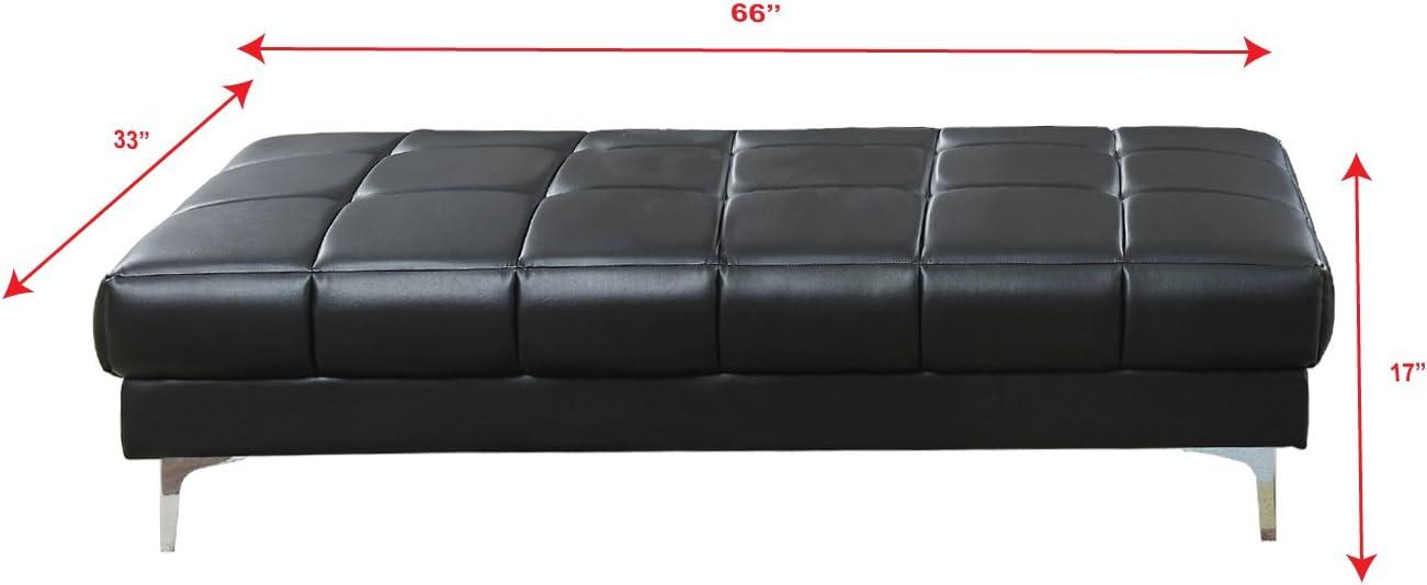 Poundex Bonded Leather Cocktail Ottoman In Black