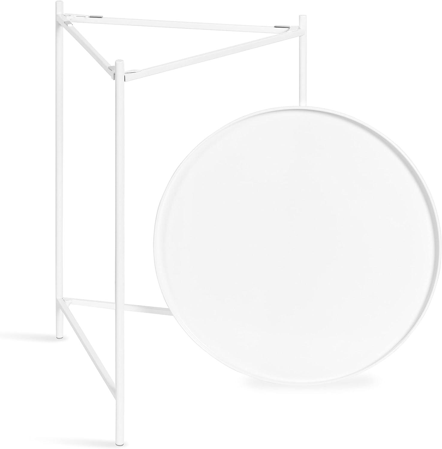 Modern Geometric White Round Metal Nesting Tables Set