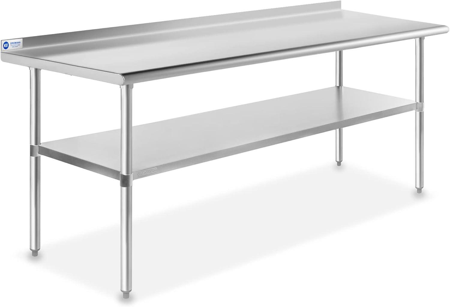 72" L Stainless Steel Work Table with Undershelf and Backsplash