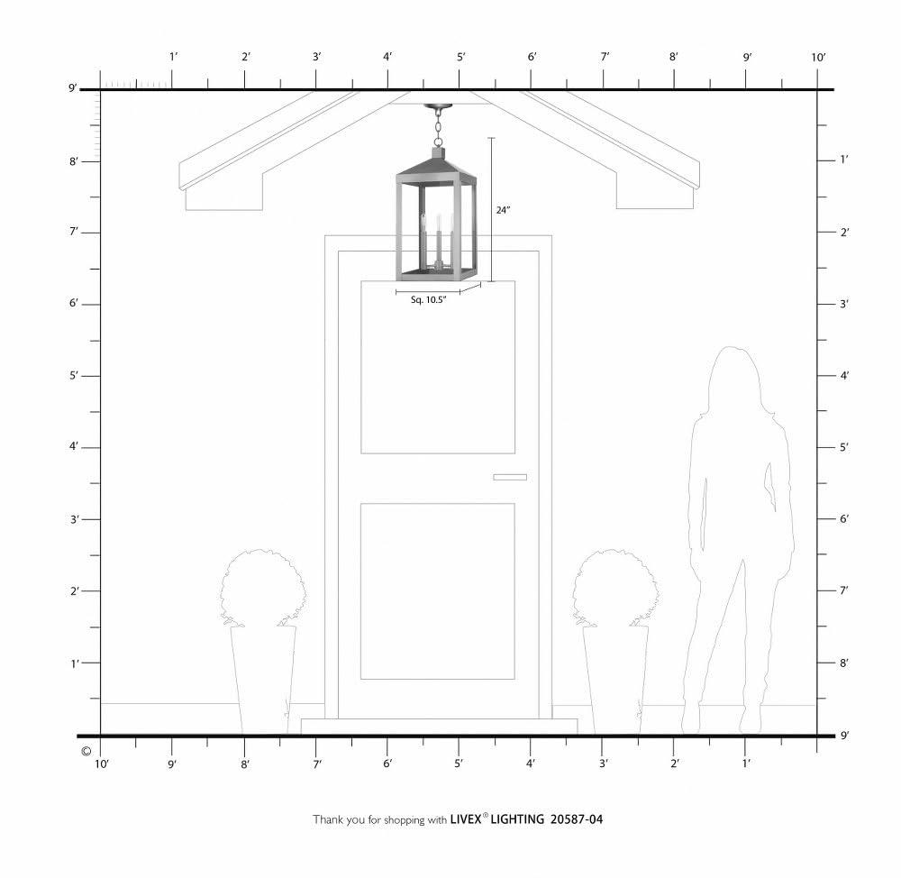 3 Light Outdoor Pendant Lantern with Clear Glass Shade