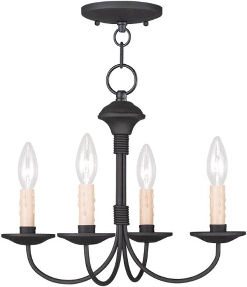 Black 4-Light Mini Chandelier with Candelabra Bulbs