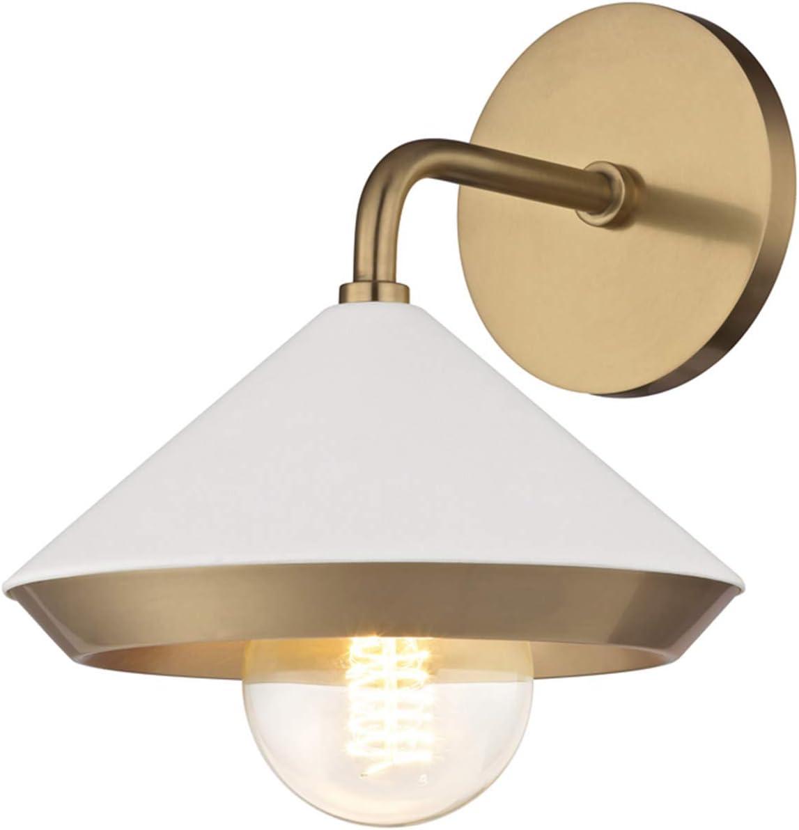 Marnie Aged Brass & Soft Off-White Conical 1-Light Wall Sconce