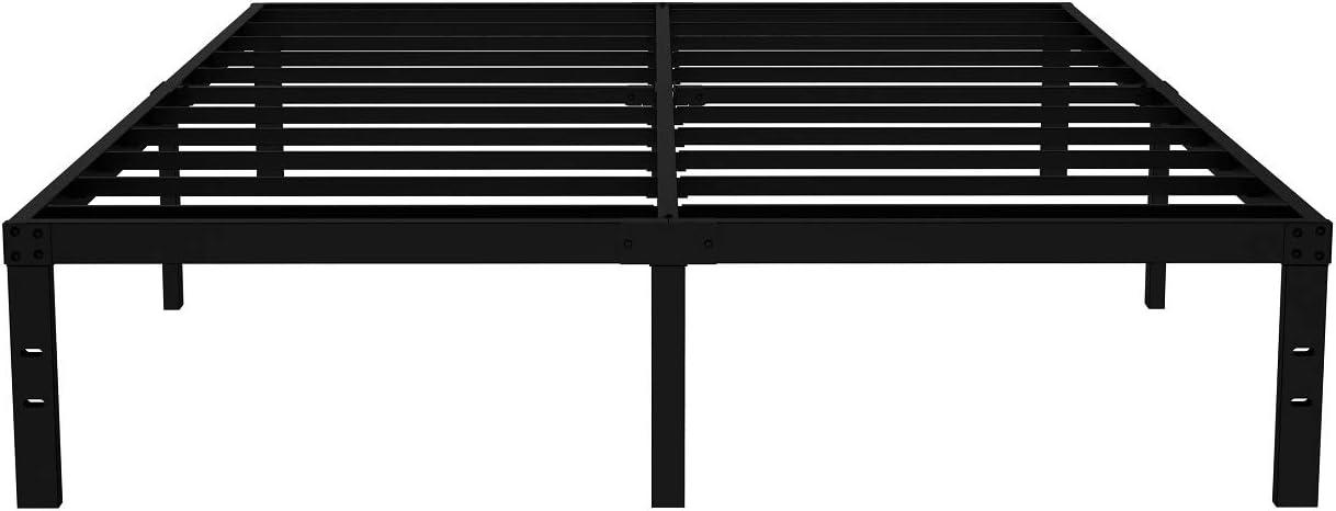 Black Steel King Size Platform Bed Frame with Under Bed Storage