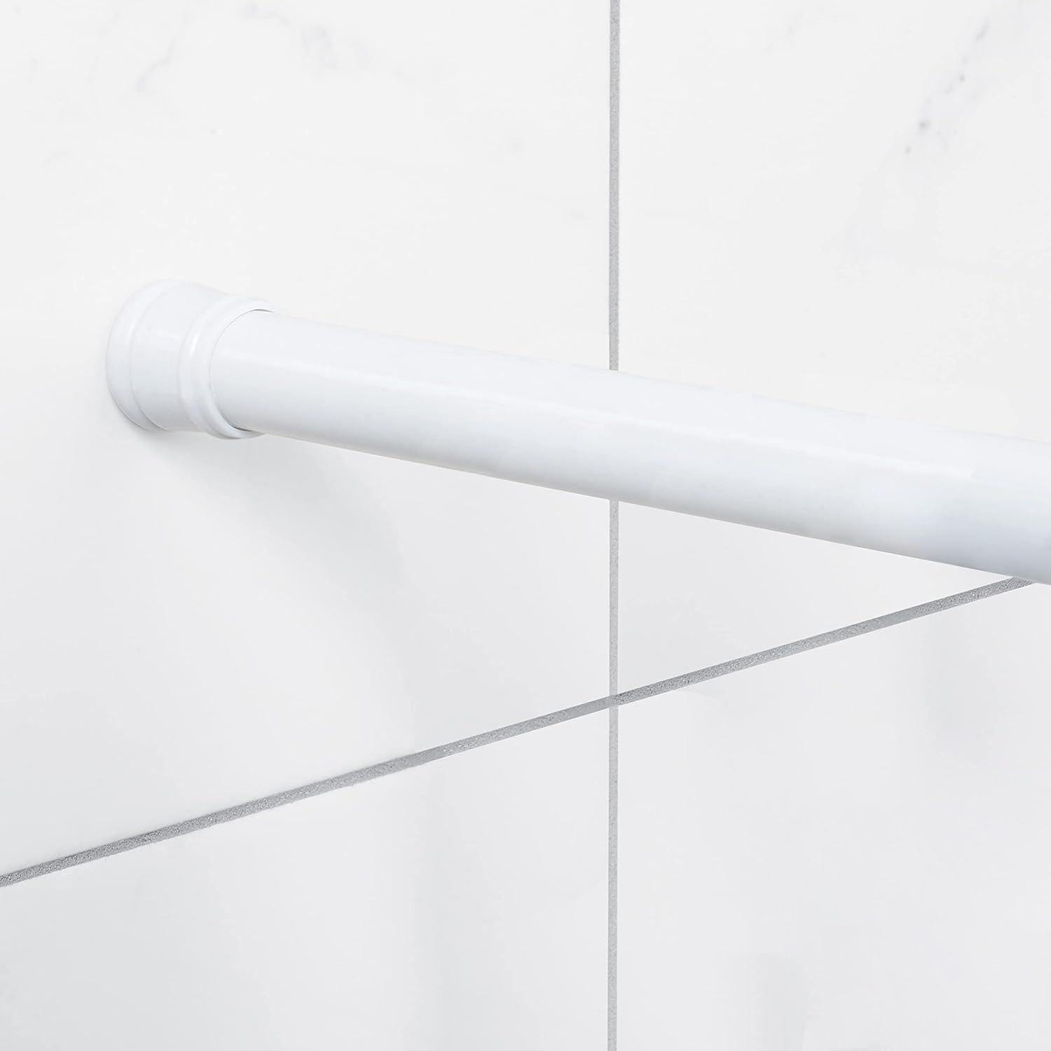 Adjustable White Steel Tension Shower Curtain Rod