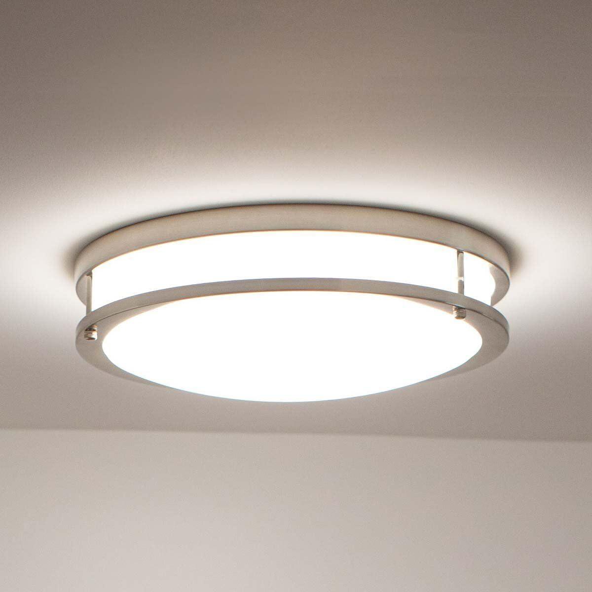 Energetic Lighting 14" Double Ring LED Flush Mount Ceiling Light 24w Dimmable