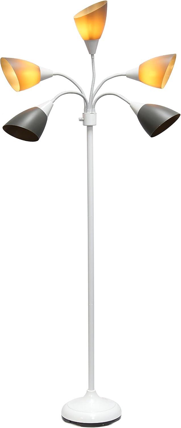 67" Contemporary Multi 5-Head Adjustable Gooseneck Floor Lamp - Simple Designs