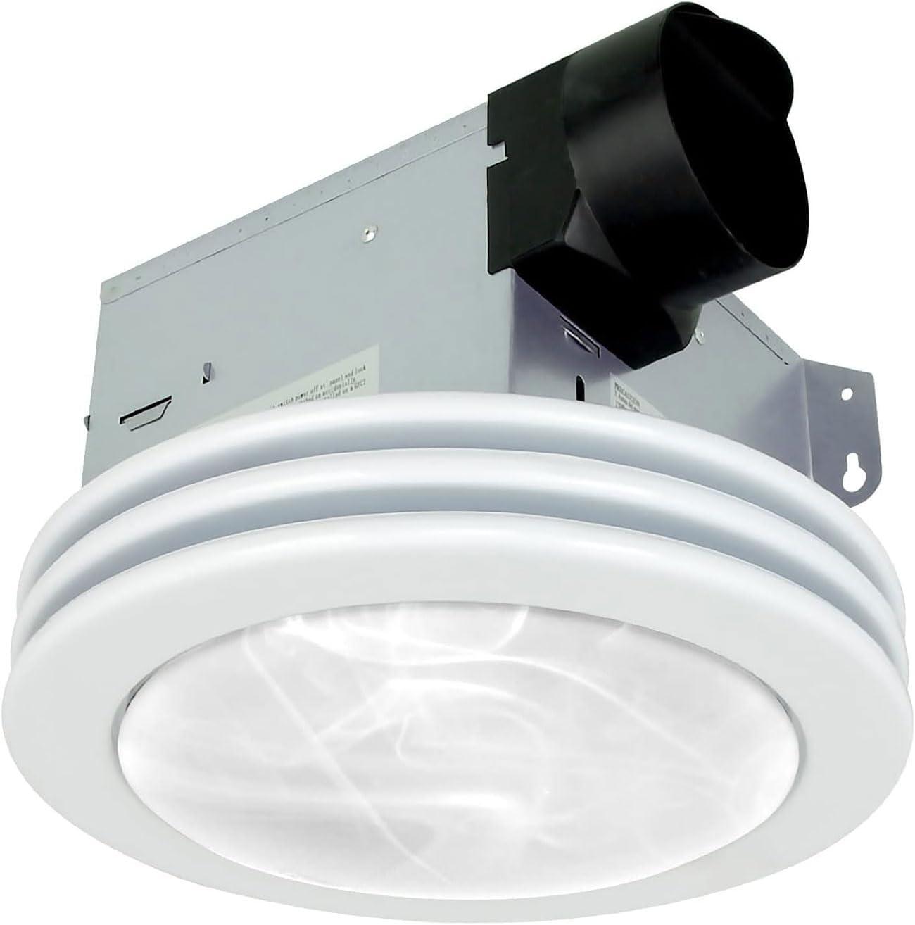 Akicon  Ultra Quiet Bathroom Exhaust Fan with LED Light 80CFM 2.0 Sones Round Bathroom Ventilation Fan with Frosted Glass Cover Brushed Nickel