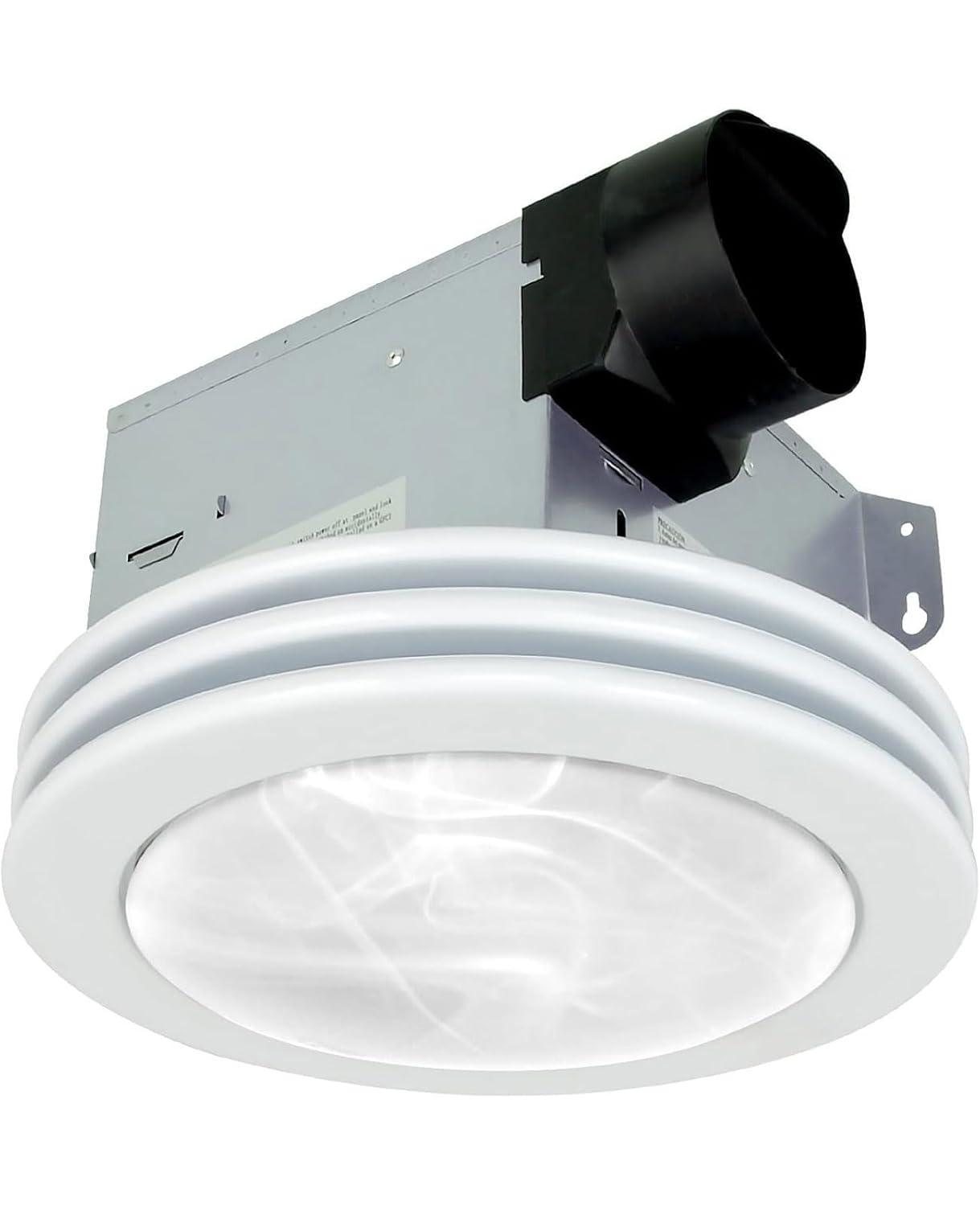 Akicon  Ultra Quiet Bathroom Exhaust Fan with LED Light 80CFM 2.0 Sones Round Bathroom Ventilation Fan with Frosted Glass Cover Brushed Nickel