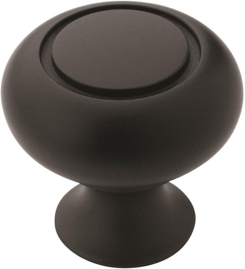 Matte Black Round Cabinet Knob with Mounting Hardware