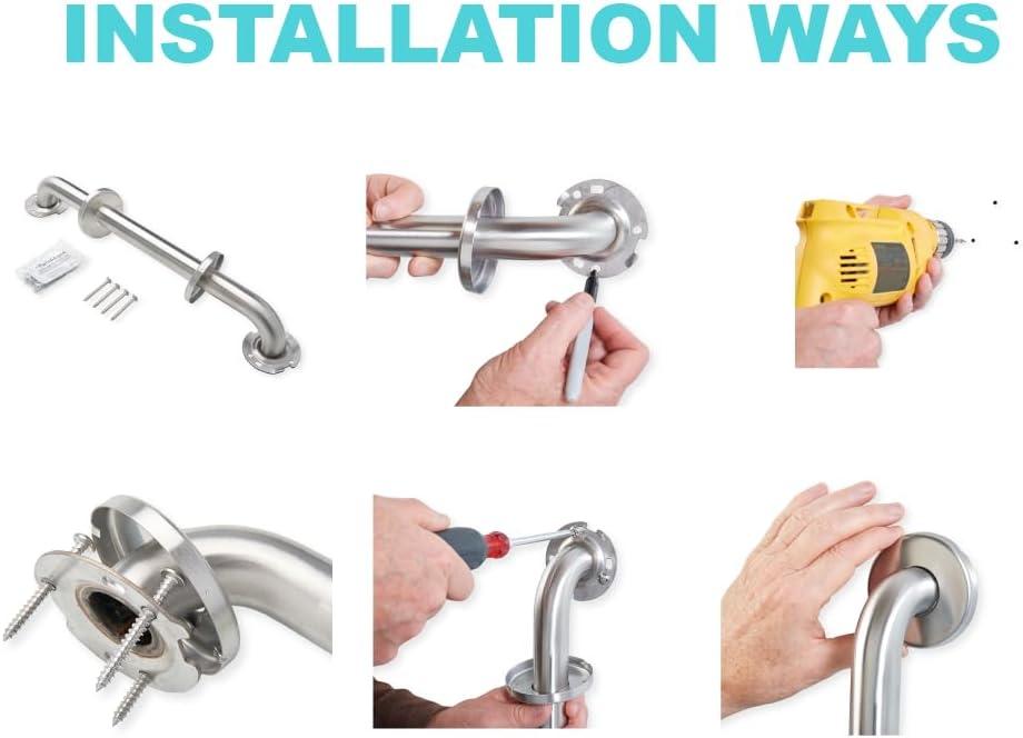 18” Shower Handle Smooth Grip | 304 Stainless Steel Bathroom Grab Bars For Seniors | Handicap Grab Bars Oil Rubbed Bronze | ADA Shower Bars Safety For Elderly | Grab Bars For Bathtubs And Showers