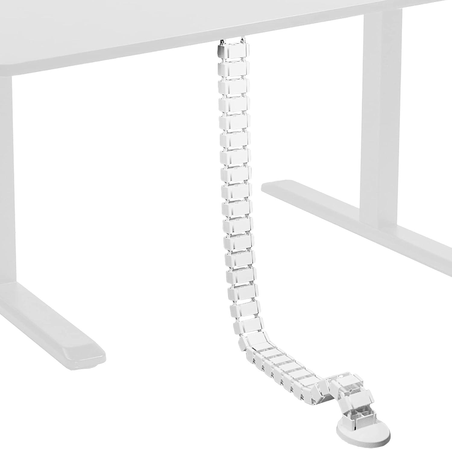 VIVO White Vertebrae Cable Management Kit, Standing Desk Quad Wire Organizer