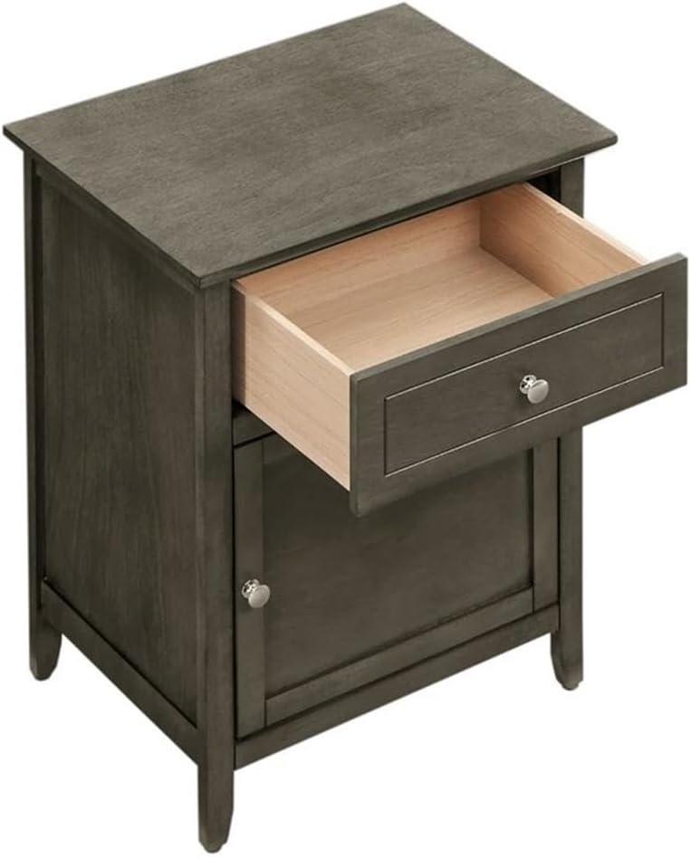 Glory Furniture Izzy 1 Drawer 1 Door Nightstand in Gray