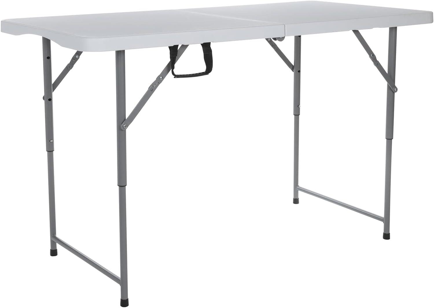 Peakform Multipurpose Banquet Fold-In-Half Table Lightweight Durable Desk with Secure Base for Indoor and Outdoor Events, 4 Foot, White