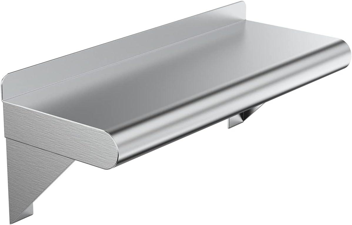 16" Stainless Steel Wall Shelf with Square Edge