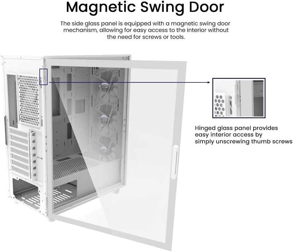 Zalman White ATX Mid-Tower Gaming Case with ARGB Fans