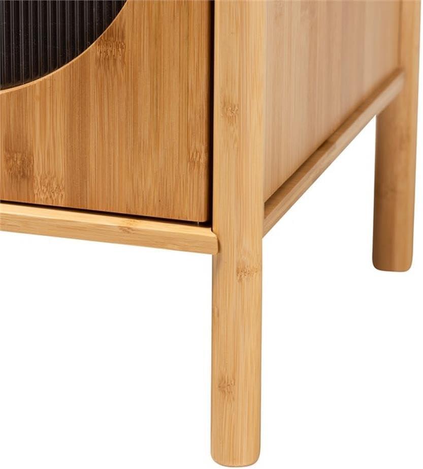 Naresh Bamboo Wood 1 Door End Table Natural Brown - Baxton Studio