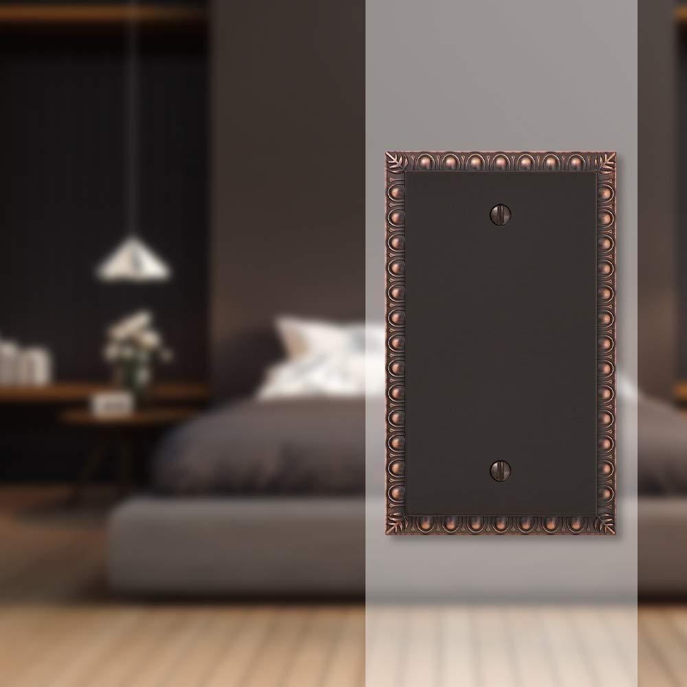Amerelle 90BVB Egg & Dart Wallplate, 1 Blank, Cast Metal, Aged Bronze, 1-Pack
