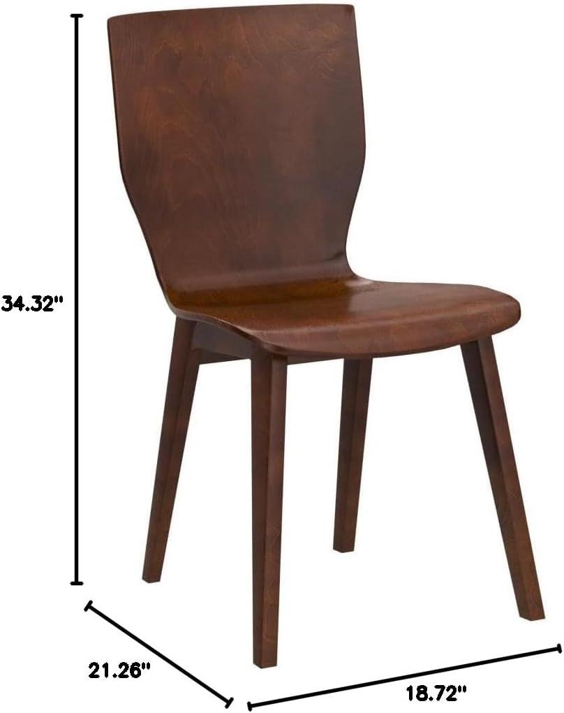 Baxton Studio Set of 2 Elsa Mid-century Modern Scandinavian Style Dark Walnut Bent Wood Dining Chairs: Polyester, Wood Composite Frame