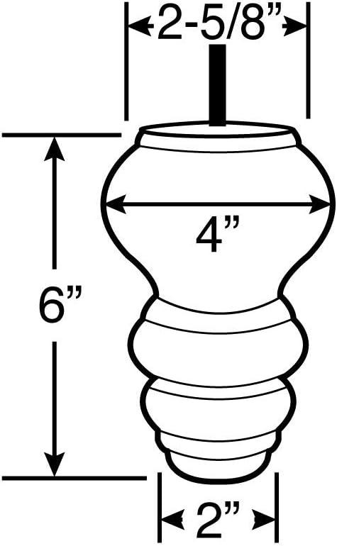 6 Inch Unfinished Solid Hardwood Round Bun Foot