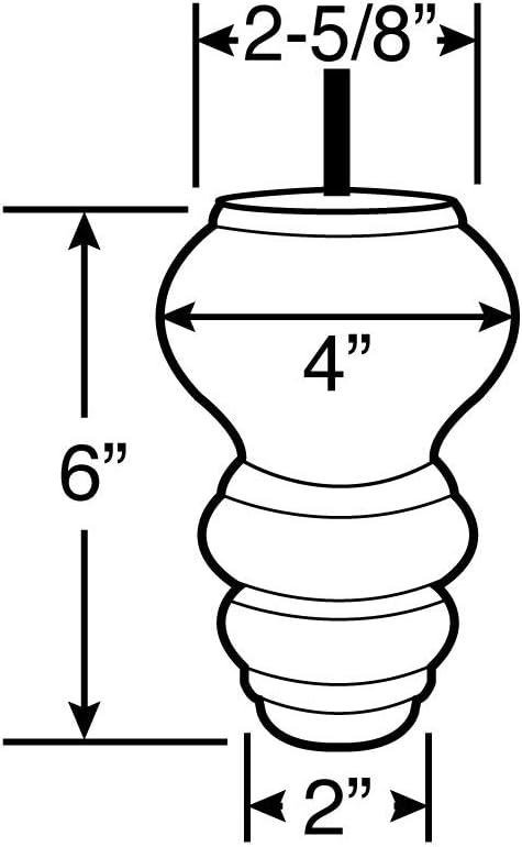 Architectural Products by Outwater L.L.C. 6 in x 4 in Solid Hardwood Round Bun Foot - 1 Piece