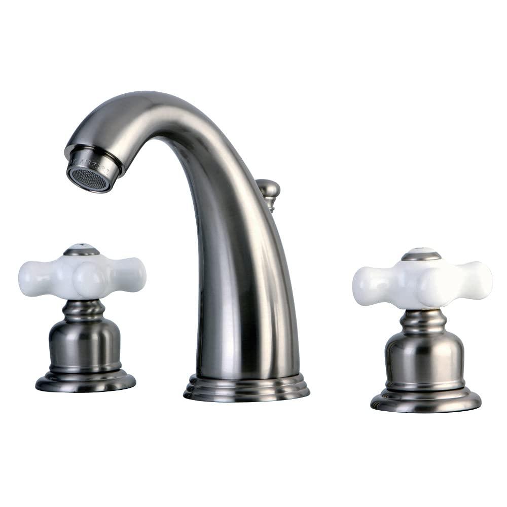Kingston Brass Kingston Brass Victorian Two-Handle 3-Hole Deck Mount Widespread Bathroom Faucet with Retail Pop-Up Drain KB985PX