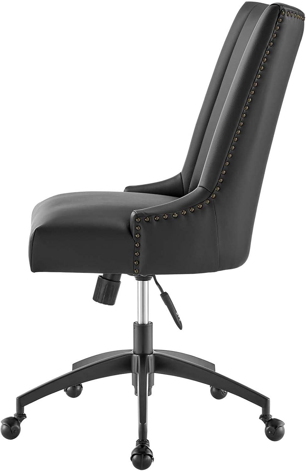 Modway Empower Channel Tufted Vegan Leather Office Chair Black: Metal Frame, Adjustable Height, Modern Style