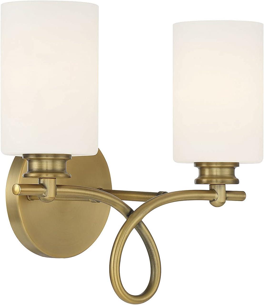 Woodbury Warm Brass 2-Light Bathroom Vanity Fixture