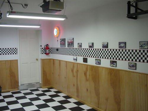 Checkered Flag Cars Wallpaper Border-9 Inch (Red Edge)