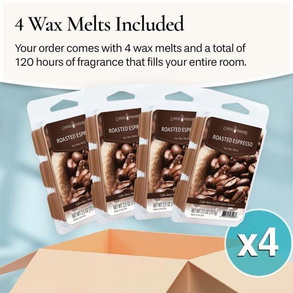 Candle Warmers Etc Classic Wax Melts 2.5oz, Roasted Espresso Fragrance (4-Pack) – Each Pack has x4 2.5 oz Wax Melts and 30 Hours of Fragrance – Perfect for bedrooms, Living Rooms, and bathrooms