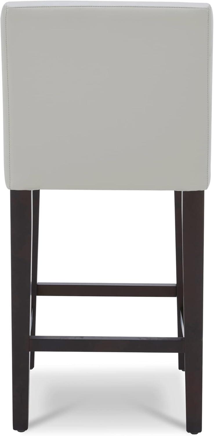 CHITA 25 inch Bar Stools Set of 2, Faux Leather in Creamy Gray