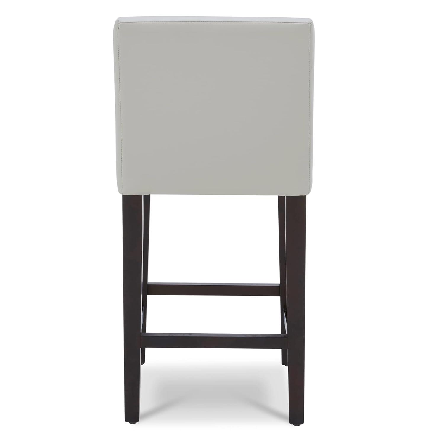 CHITA 25 inch Bar Stools Set of 2, Faux Leather in Creamy Gray