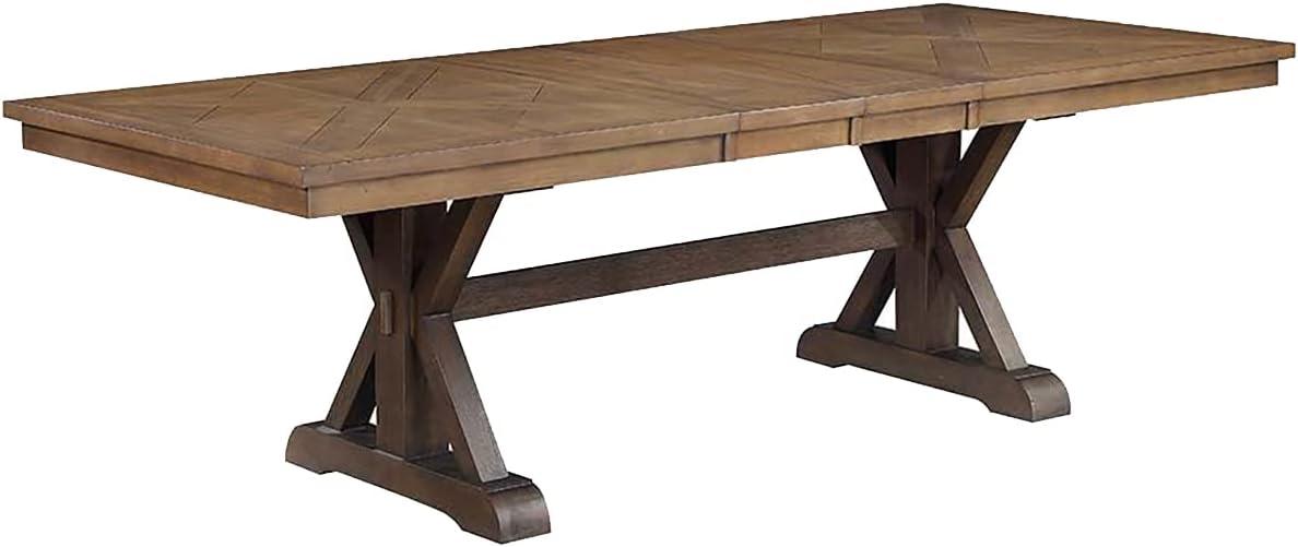 Pascaline 72-96" Dining Tables Gray Fabric, Rustic Brown and Oak - Acme Furniture