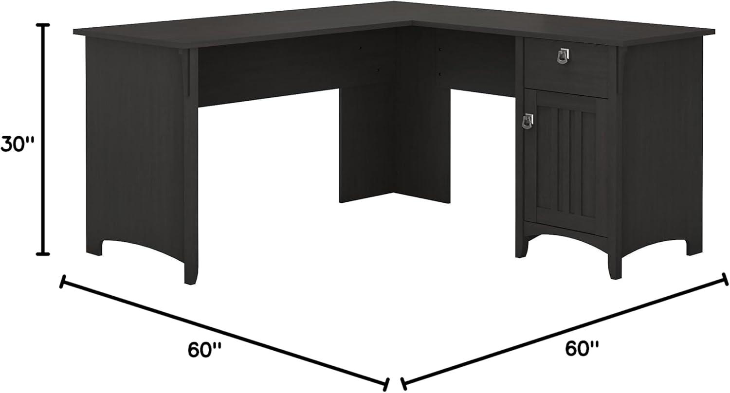 Bush Furniture Salinas 60" L Shaped Desk with Storage, Vintage Black