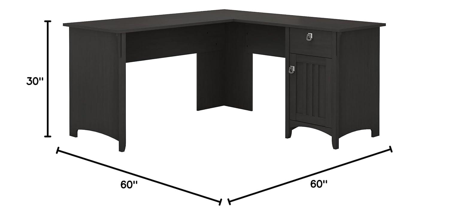 Bush Furniture Salinas 60" L Shaped Desk with Storage, Vintage Black